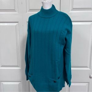 SK&Company Lambs Wool Blend Women’s Sweater Size Large Turquoise